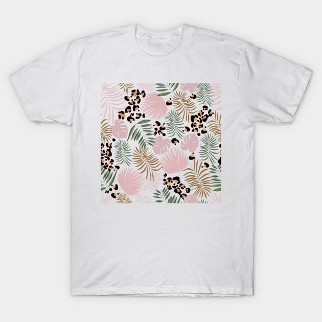 leopard print baby and tropical leaves T-Shirt by GULSENGUNEL